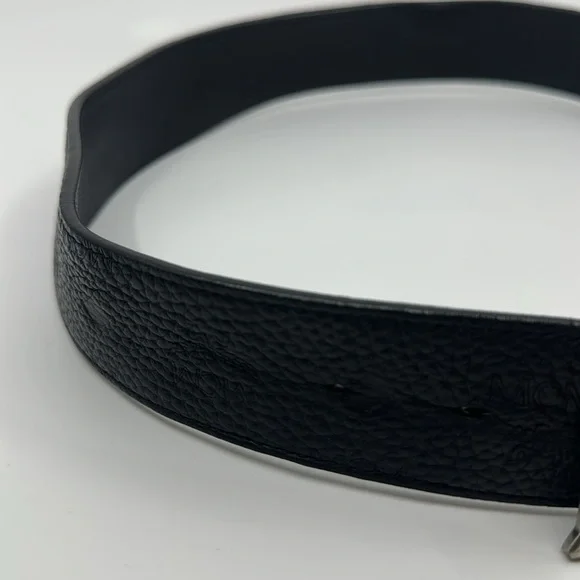 MCM Black Leather Reversible Belt with Silver M Buckle - Picture 3 of 16